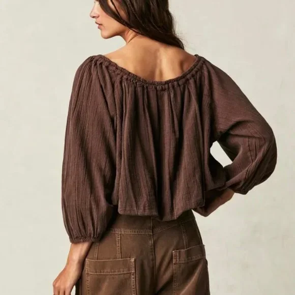 NWOT Free People We The Free All About Bubble Tee Color French Roast - Picture 3 of 6